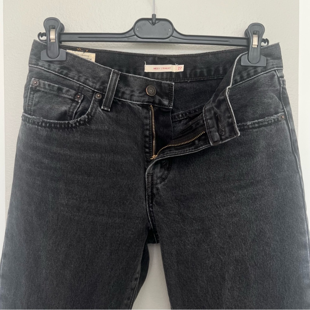 Levi’s Big E Premium Middy Straight Jeans – Mid-Rise – Faded Black – Size 27 - Picture 7 of 14